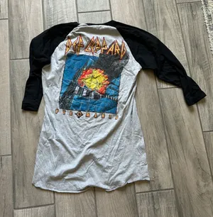 Def Leppard-Inspired Black & Gray Raglan Long Sleeve Tee thumbnail 1