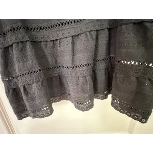 dee elly Babydoll Black Eyelet Square Neck 100% Cotton Cropped Tank Women's Sz S thumbnail 5