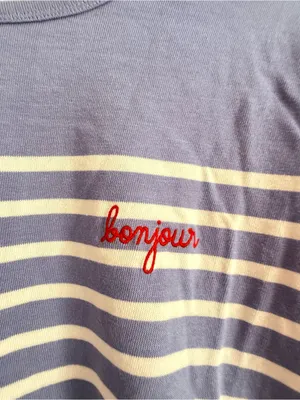 Maison Labiche Paris “Bonjour” Montpar Sailor Long Sleeve Striped Shirt Sweater thumbnail 2
