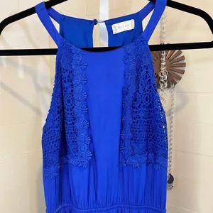 Altard State Royal Blue Crochet Lace Mala Maxi Dress Halter Neck Elastic Waist S thumbnail 11