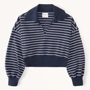 ABERCROMBIE Drama Collar V-Neck Striped Sweatshirt XS NEW Casualwear thumbnail 2