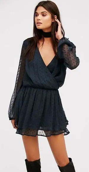 Free People Daliah Sheer Swiss Dot Whimsigoth Festival Mini Dress thumbnail 1