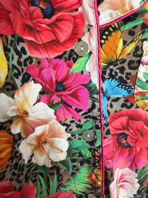 Johnny Was Sandra Long Pajamas Floral Cheetah Print thumbnail 4