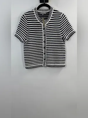 J.Crew Crochet short-sleeve cardigan in stripe thumbnail 4