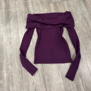 We The Free Off-Shoulder Burgundy Sweater thumbnail 6