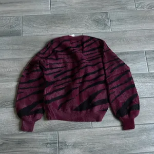 Skies are blue burgundy zebra sweater thumbnail 5