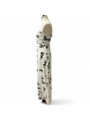 Paper Heart White & Black Floral Linen Maxi Dress thumbnail 6