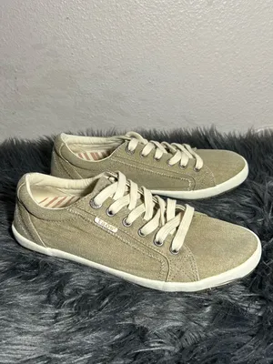 Taos Footwear Star Oat Wash Canvas Beige Canvas Lace-Up Women's Sneaker Size 8.5 thumbnail 7