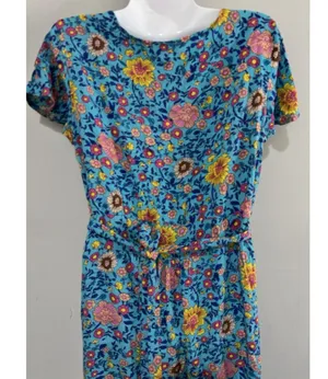 Pretty Garden Wrap Short Sleeve Maxi Dress Colorful Beautiful Boho Prairie sz M thumbnail 6