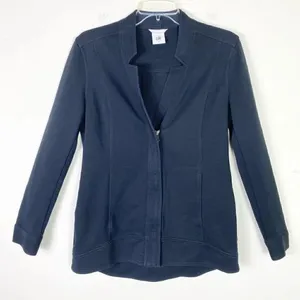Cabi Around the Clock Black Zip Mandarin Collar Zip Blazer Jacket #5480 Size S thumbnail 1
