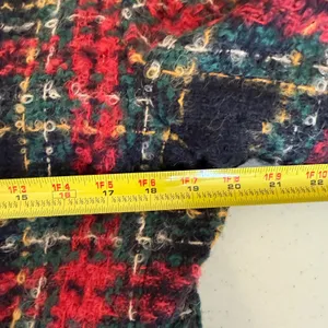 Lord & Taylor Wool Mohair Boucle Plaid Jacket 8 Red Green Gold Blazer Holiday‎ thumbnail 3