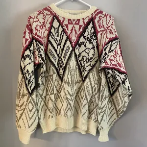 EMPORIO GITANO VINTAGE KNIT‎ SWEATER S Geometric Pink Black Beige thumbnail 1