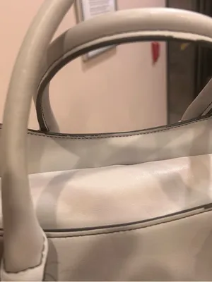 London Fog Cream Leather Tote with Tassel Accent thumbnail 4