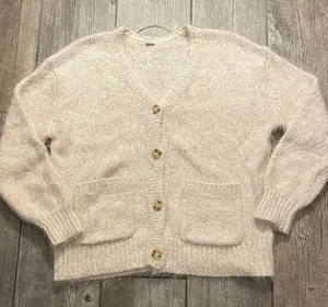 Free People Women's oversized Cream Sweater thumbnail 1