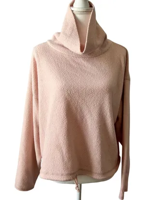Aerie Mockneck Baby Pink Sherpa Sweater Sweatshirt Top Tie Waist Size Small thumbnail 1