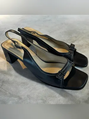 Vintage Coach Nora Black Leather Slingback Block Heels 9.5B Made in Italy thumbnail 10