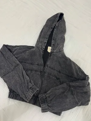 Women’s Black Washed Hooded Zip Jacket thumbnail 2