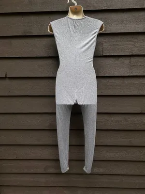 SheIn Gray Ribbed Knit Plunge Sleeveless Jumpsuit S Stretchy Bodycon Catsuit thumbnail 5