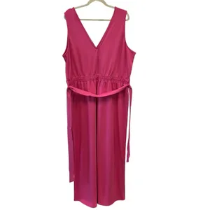 NWT The Drop Women's @caralynmirand Sleeveless‎ Wrap Jumpsuit Rose Pink Stretch thumbnail 4