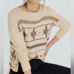 Madewell Embroidered Reseda Pullover Sweater in Cream Multi Size‎ Small thumbnail 1
