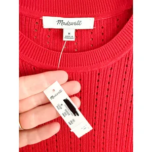Madewell | NWT The Signature Knit Crewneck Midi Dress in Crimson | Sz M thumbnail 5