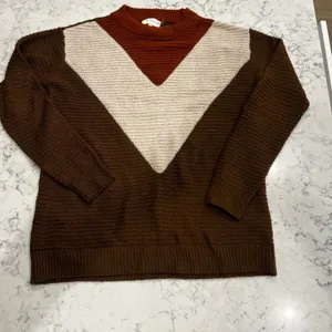 Bohme Womens Sweater‎ Size S Brown Beige V Neck Pullover Long Sleeve Knit thumbnail 2