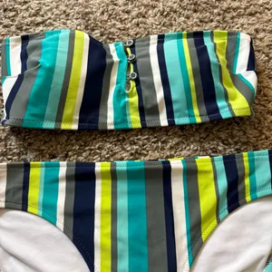 Vintage Aerie Two Piece Bikini Set Swimwear Striped Strapless Size Women’s M/L thumbnail 2
