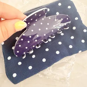 NEW Parke blue white polka dots hair clip claw clip * thumbnail 5