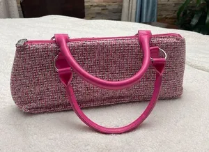 Wine pink clutch tweed design thumbnail 1