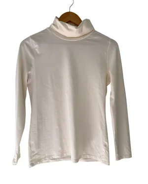 Talbots Petite Turtleneck Tee Small Petite Ivory White Cotton Stretch Long thumbnail 1