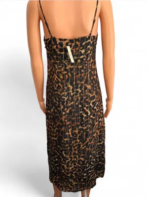 GUESS Leopard Print Slip Dress with Lace Trim thumbnail 4