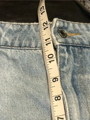 H&M Light Blue High-Rise Denim Jean Shorts size 14 thumbnail 8