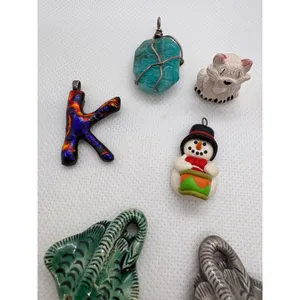 Artisan Pendant Lot 8pc Ceramic Stingray Dichroic Glass K Arrowhead Stone Charm thumbnail 4