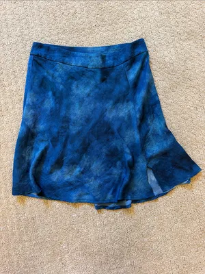 Free People Martine Blue Tie-Dye Flirty Mini Skirt with Front Slit Boho - Size 8 thumbnail 3