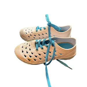 Lightweight Women's Cut-Out White Shoes With Blue Laces Size 36 (5.5) river shoe thumbnail 3