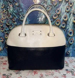 Kate Spade Navy and Cream Satchel with Structured Design thumbnail 1