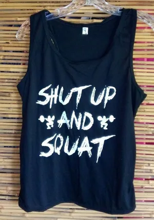Ying Ying M Black Shut Up And Squat Tank Top thumbnail 1