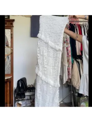 revolve brand more to come White lace maxi dress with ruffles size XL thumbnail 2