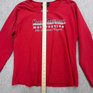 Vintage Harley-Davidson Shirt Women M Red Biker Americana Y2K Grunge Moto Travel thumbnail 9
