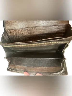 GUCCI Horsebit Diamante Brown Leather and Beige Canvas Bifold Wallet WOC thumbnail 11