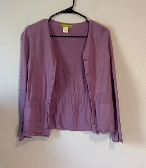Sigrid Olsen Lavender Button-Front Cardigan with jeweled buttons small thumbnail 1