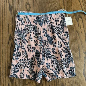 Free People Womens Maia Floral Smocked High Waisted Shorts Size XS Pink Black thumbnail 9