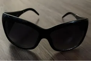 Y2K Zebra Print Black Oversized Sunglasses Purple Lenses thumbnail 1