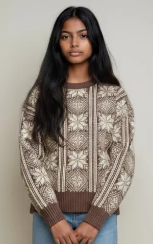 Vintage “Steep Slopes” Snowflake Sweater Tan Size M thumbnail 1