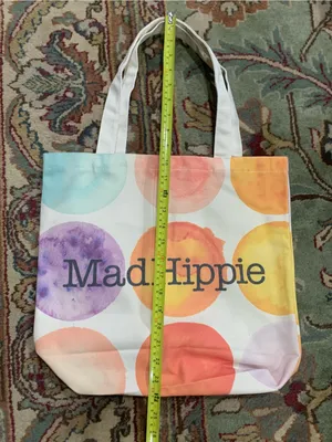 Mad Hippie Canvas Tote Bag Multi Colored Large Polka Dots thumbnail 6
