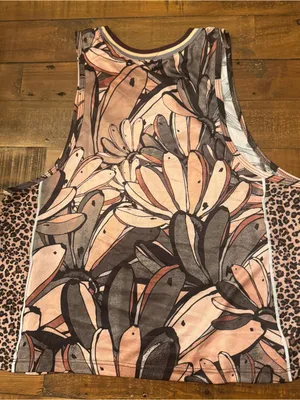 FARM RIO Vivo‎ Brazil Floral & Leopard Print Active Tank Top thumbnail 2