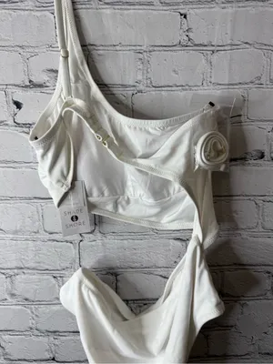 NWT shade and shore Bride Embroidered One-Shoulder White Bridal Swimwear small thumbnail 6