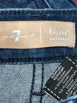 7 For All Mankind Dark Blue Skinny Jeans with Red Side Stripe thumbnail 6
