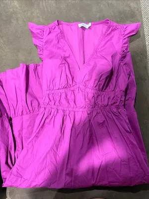 Vineyard Vines Bright Fuchsia V-Neck Ruffle Dress thumbnail 1