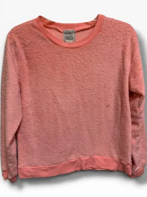 Mentally Exhausted Pink Sherpa Fleece Sweatshirt Cozy Fuzzy Crewneck Pullover thumbnail 1
